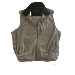 St. John's Bay Men's XL Gray Fleece Vest Full Zip Pockets Casual Workwear